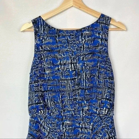 Banana Republic Blue & Black Brushstroke Layered Fit & Flare Mini Dress 6 - Picture 5 of 5